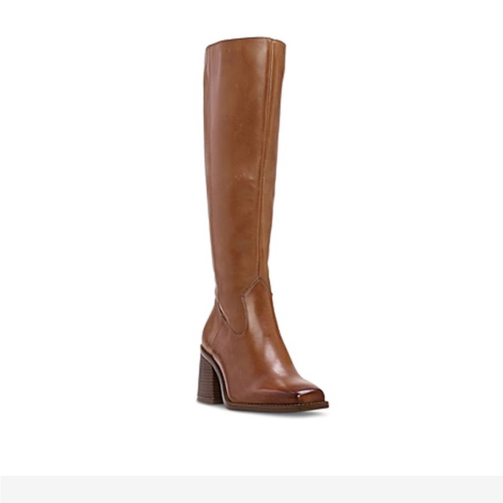 VINCE CAMUTO SENGETI Brown Knee-High Leather Boots sz 8 wide calf